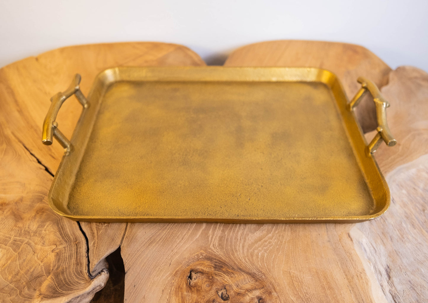 Sonoma Handcrafted Gold Rectangular Serving Tray with Handles