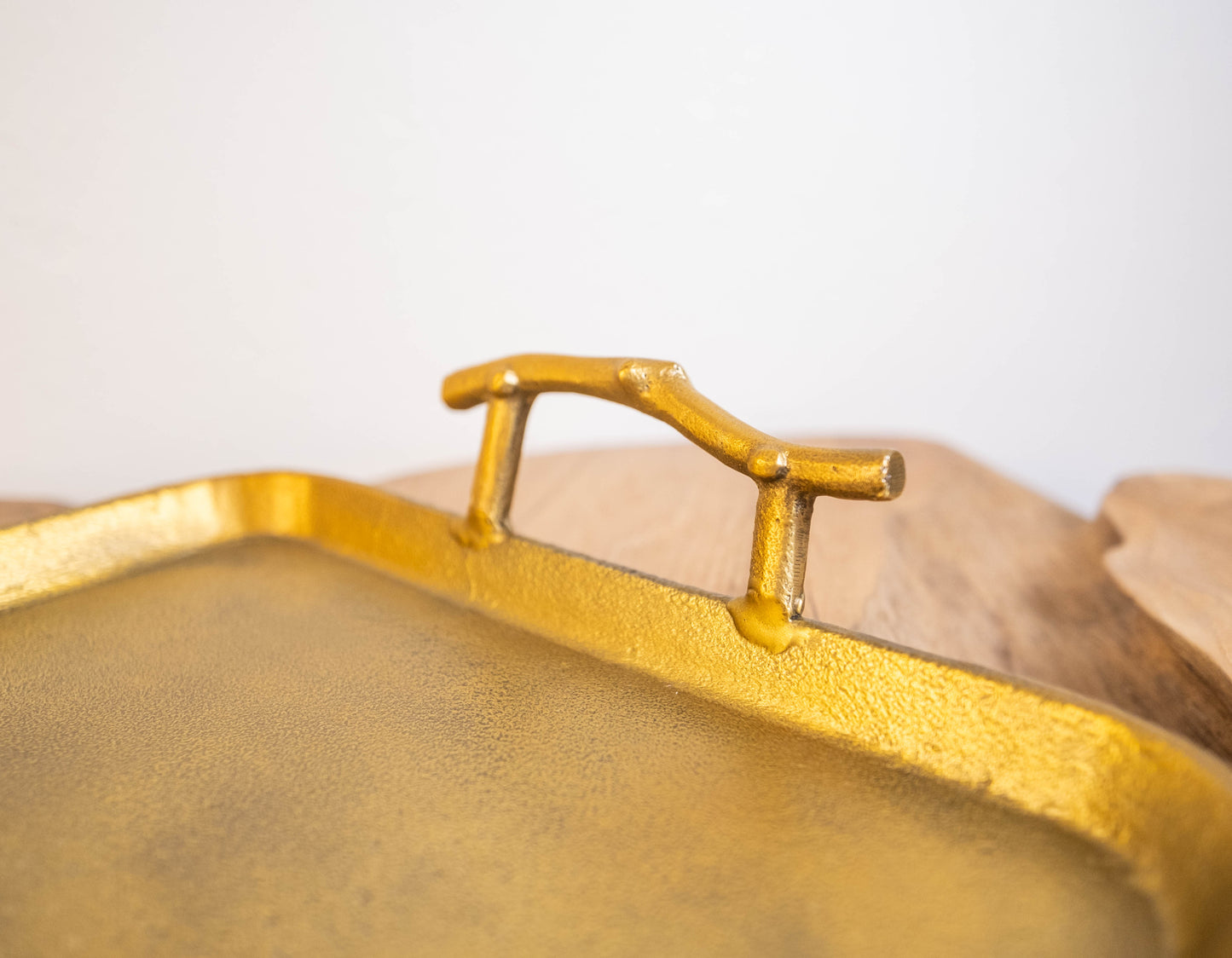 Sonoma Handcrafted Gold Rectangular Serving Tray with Handles