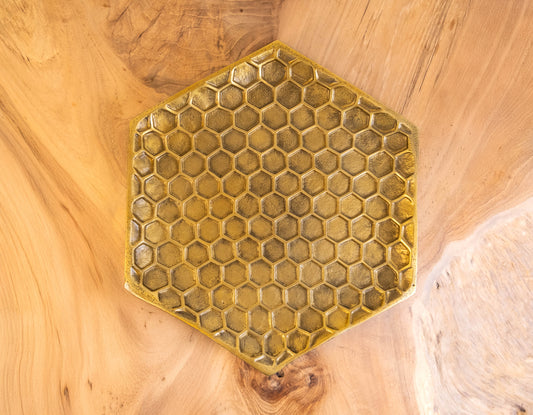 Sonoma Handcrafted Gold Honeycomb Hexagonal Plate