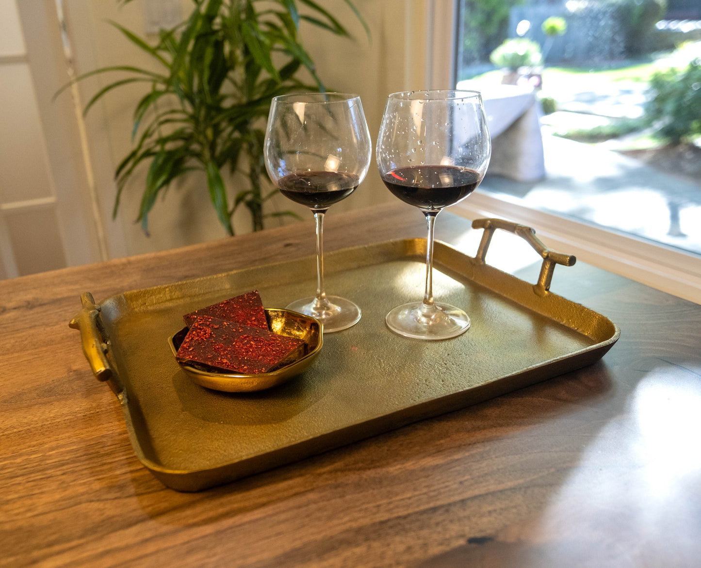 Sonoma Handcrafted Gold Rectangular Serving Tray with Handles