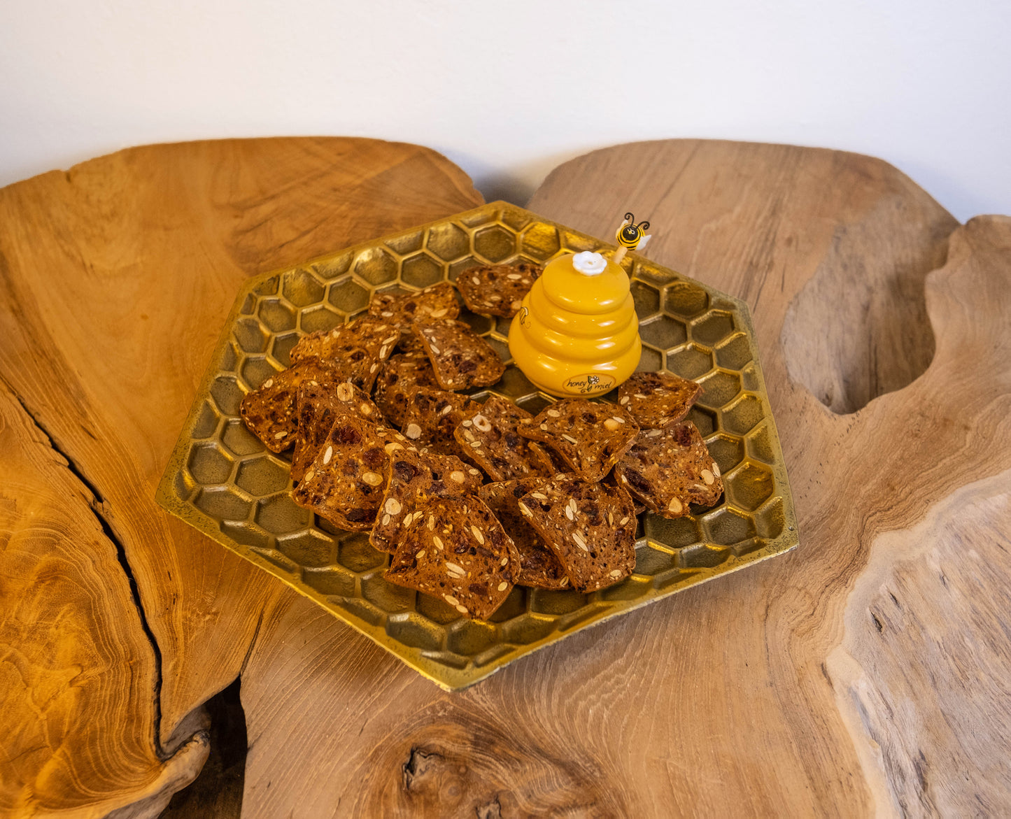 Sonoma Handcrafted Gold Honeycomb Hexagonal Plate