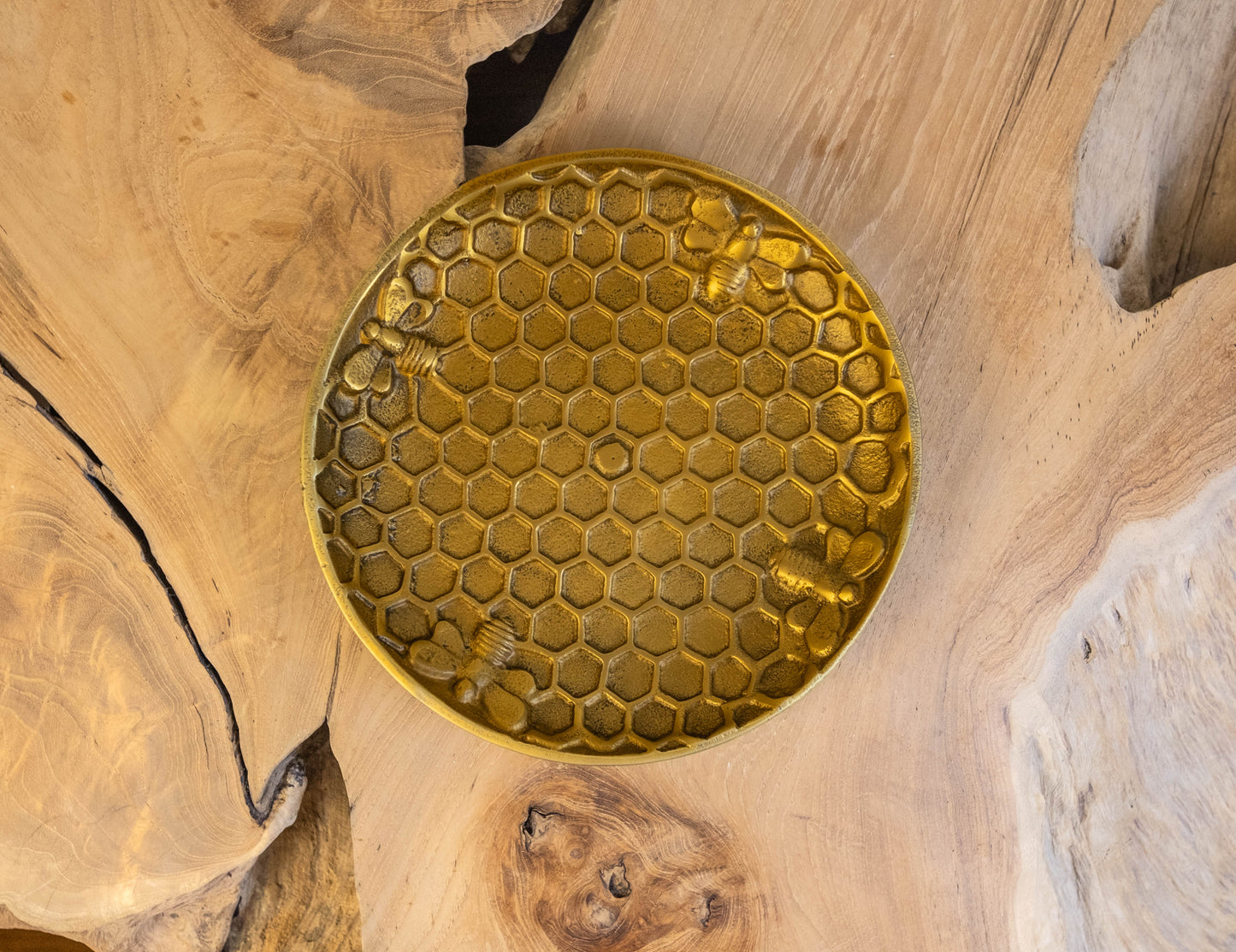 Sonoma Handcrafted Gold Honeycomb Decorative Plate