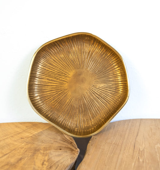 Yosemite Handcrafted Antique Brass Sunburst Decorative Large Plate 16"