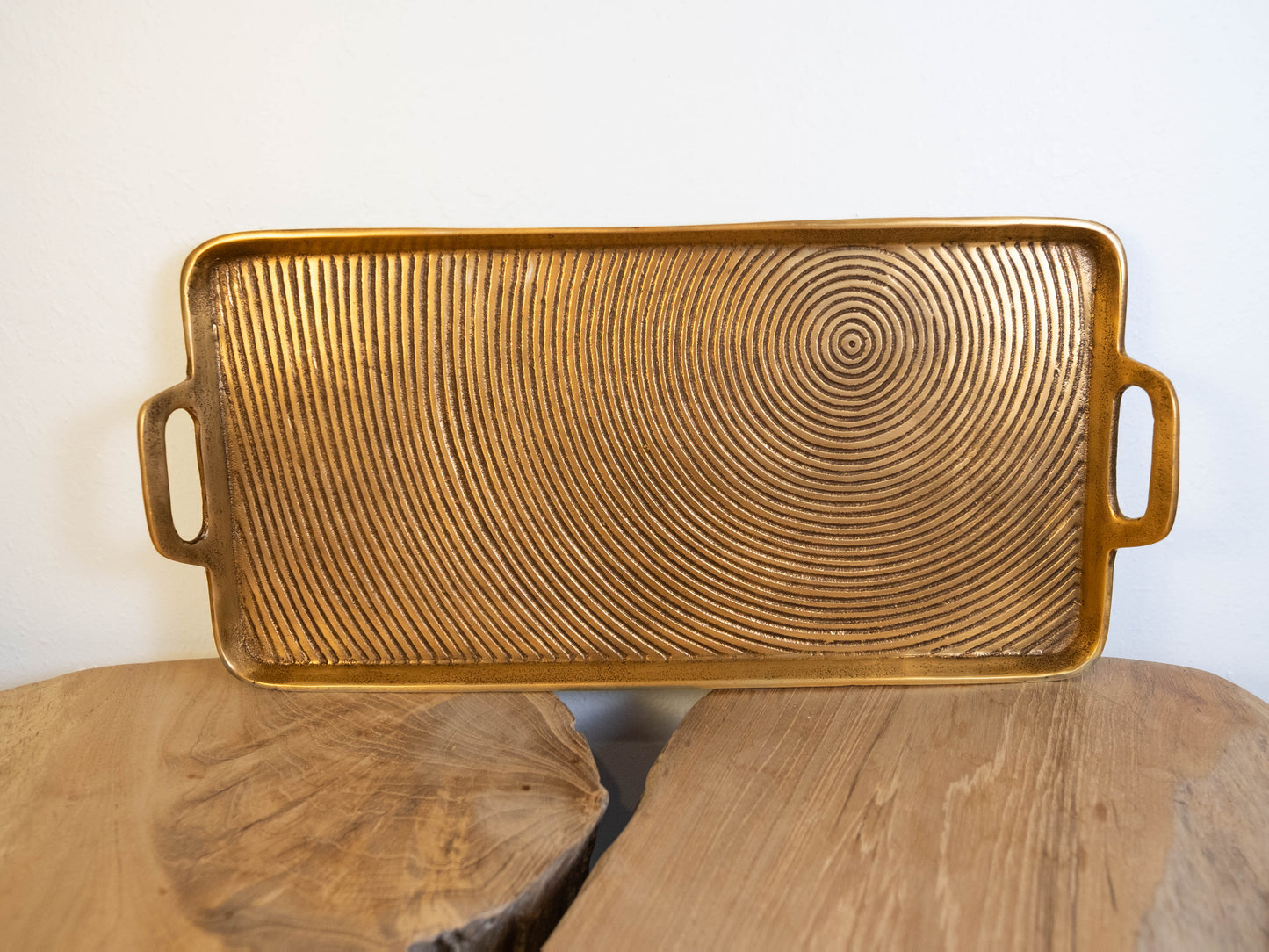 Half Moon Bay Handcrafted Gold Rectangular Serving Tray 20"