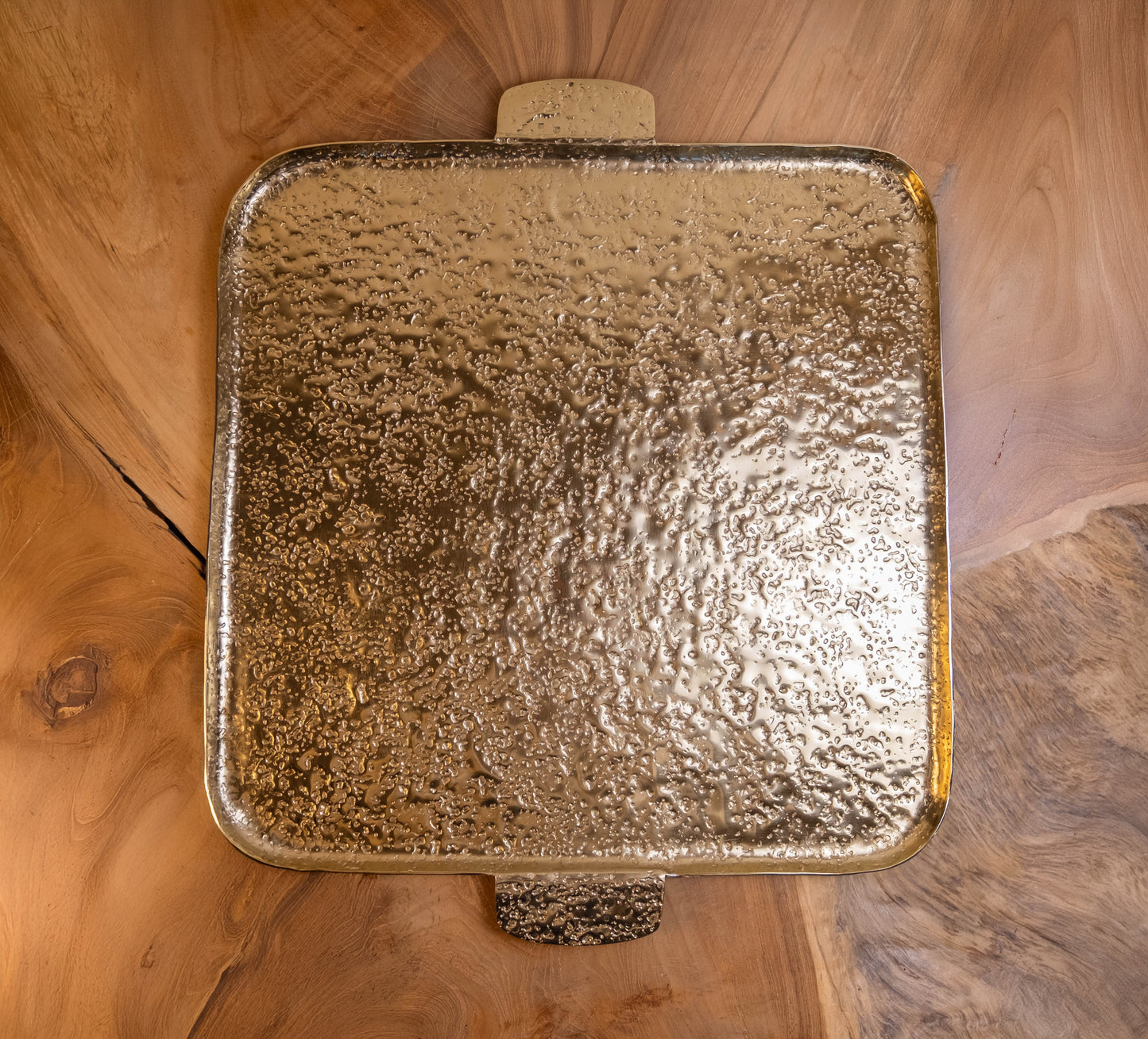 Big Sur Handcrafted Gold Textured Serving Tray