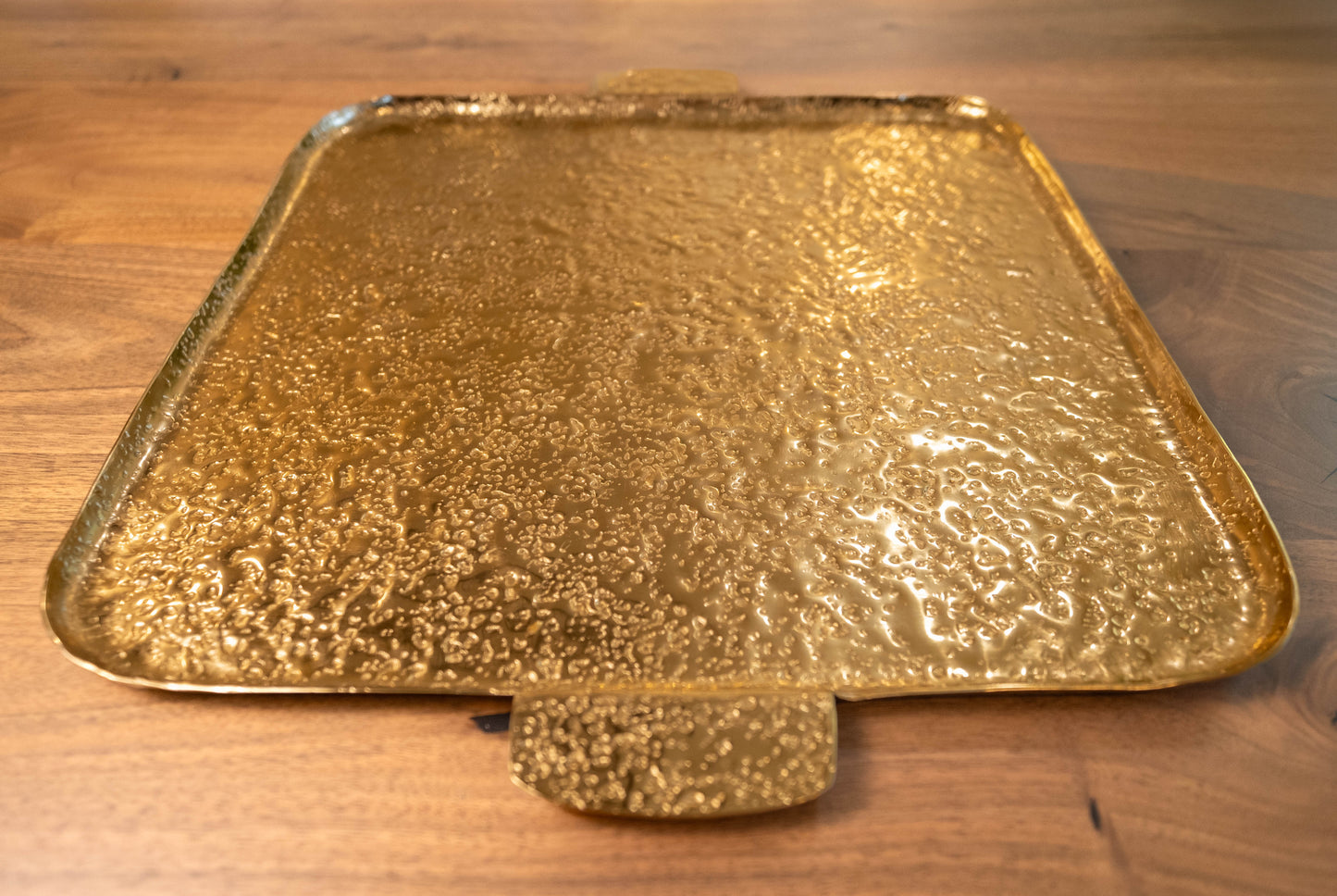 Big Sur Handcrafted Gold Textured Serving Tray
