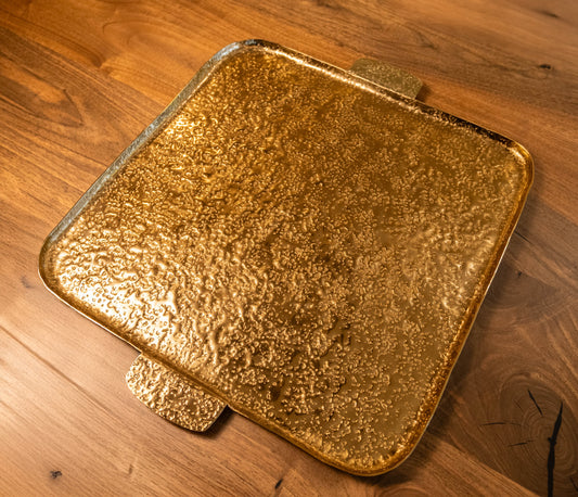 Big Sur Handcrafted Gold Textured Serving Tray