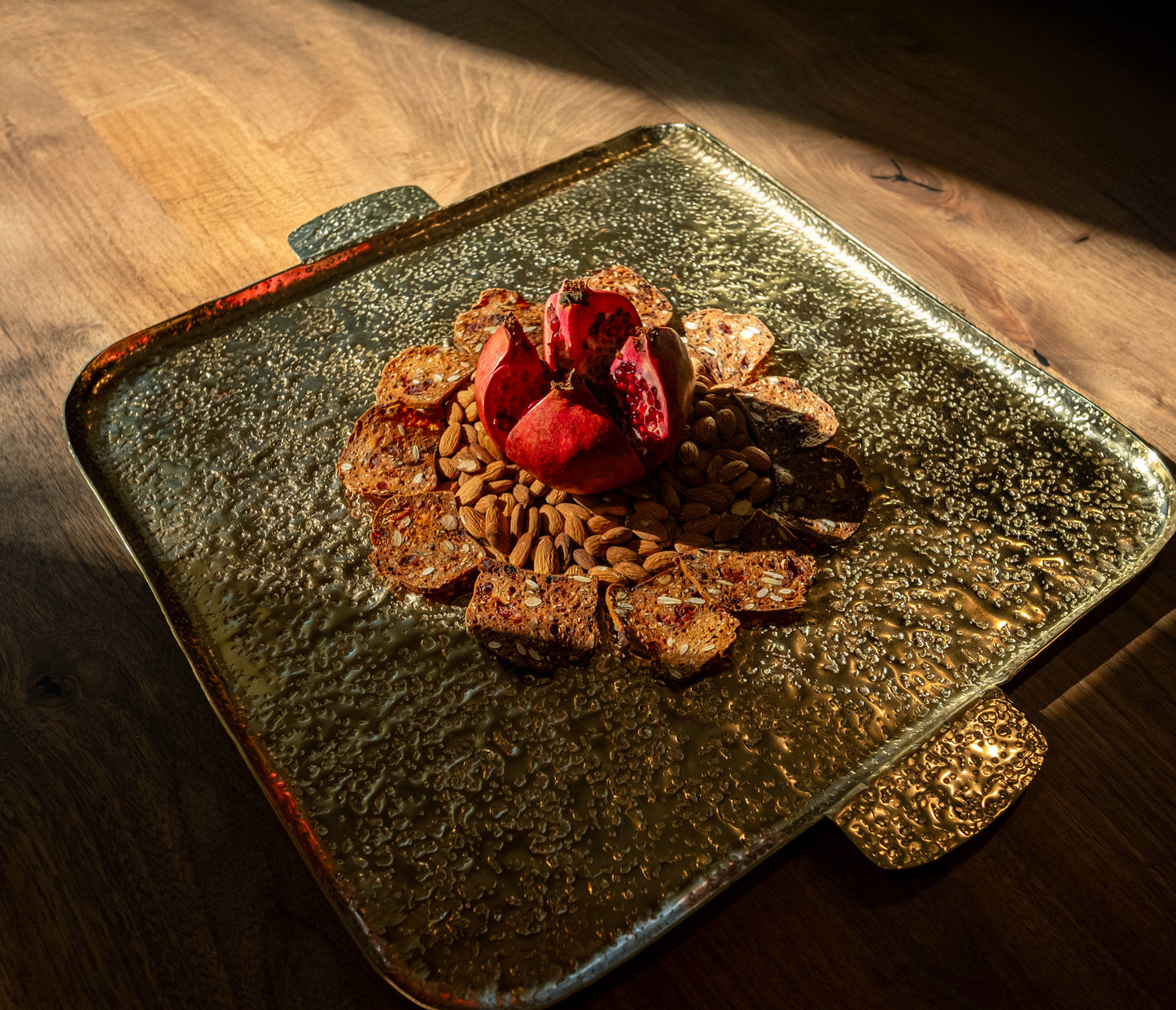 Big Sur Handcrafted Gold Textured Serving Tray