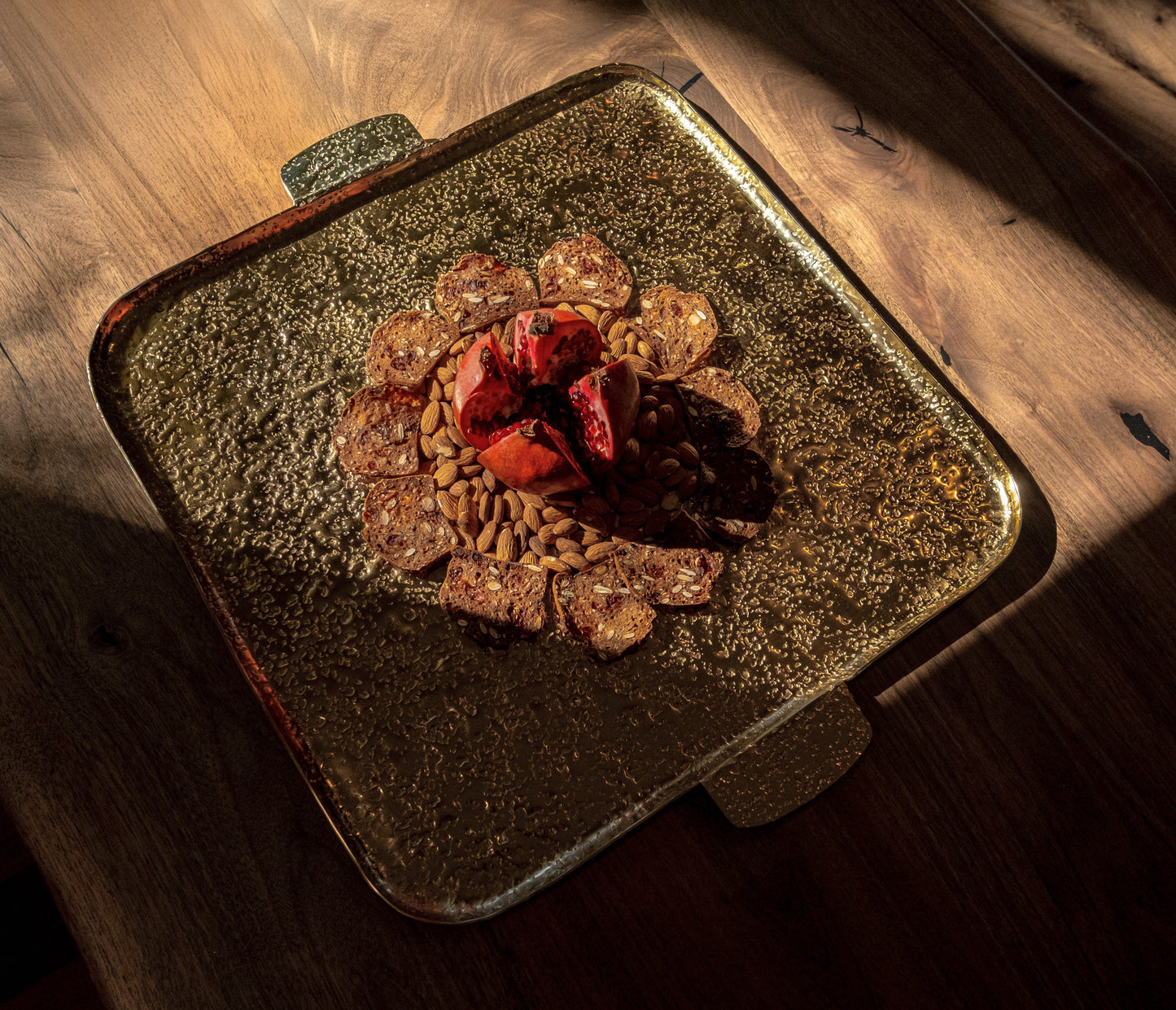 Big Sur Handcrafted Gold Textured Serving Tray