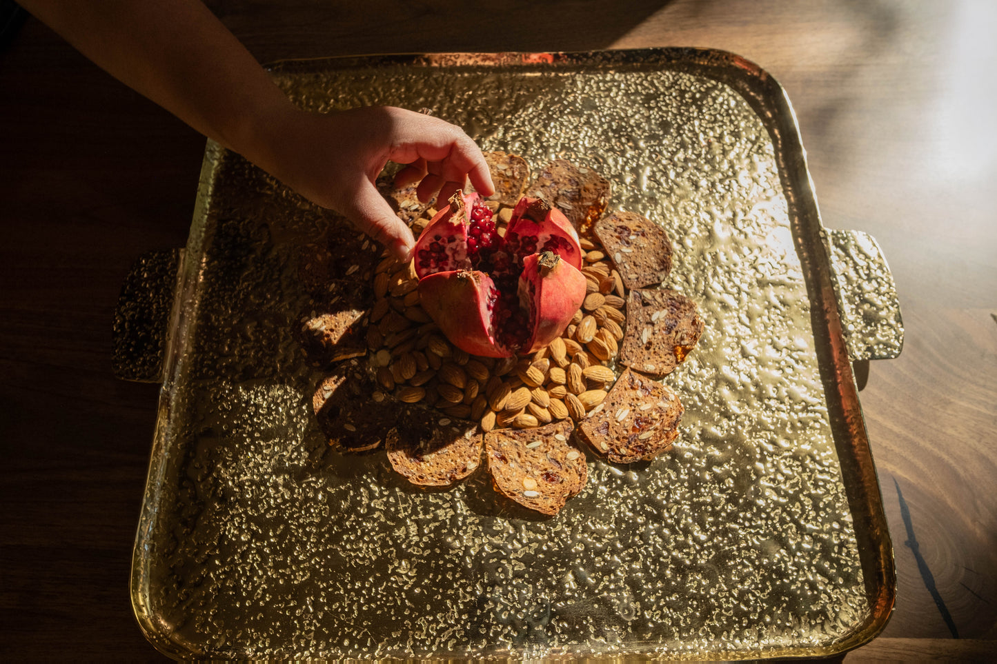 Big Sur Handcrafted Gold Textured Serving Tray