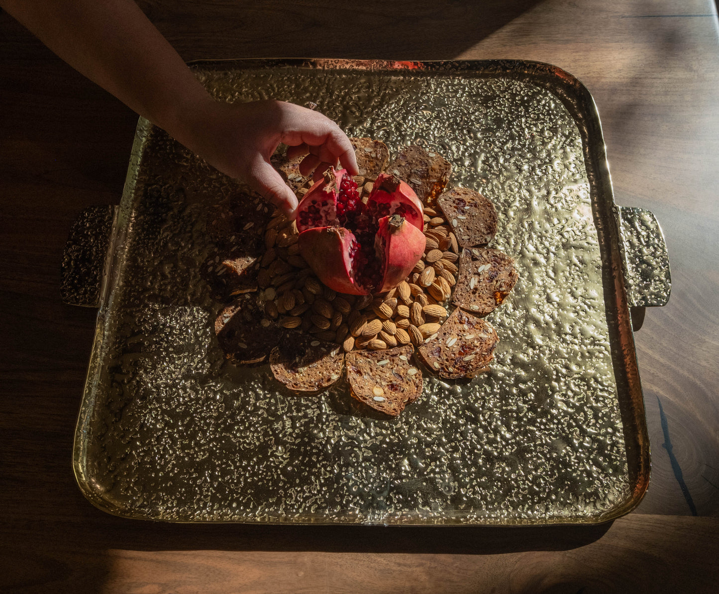 Big Sur Handcrafted Gold Textured Serving Tray