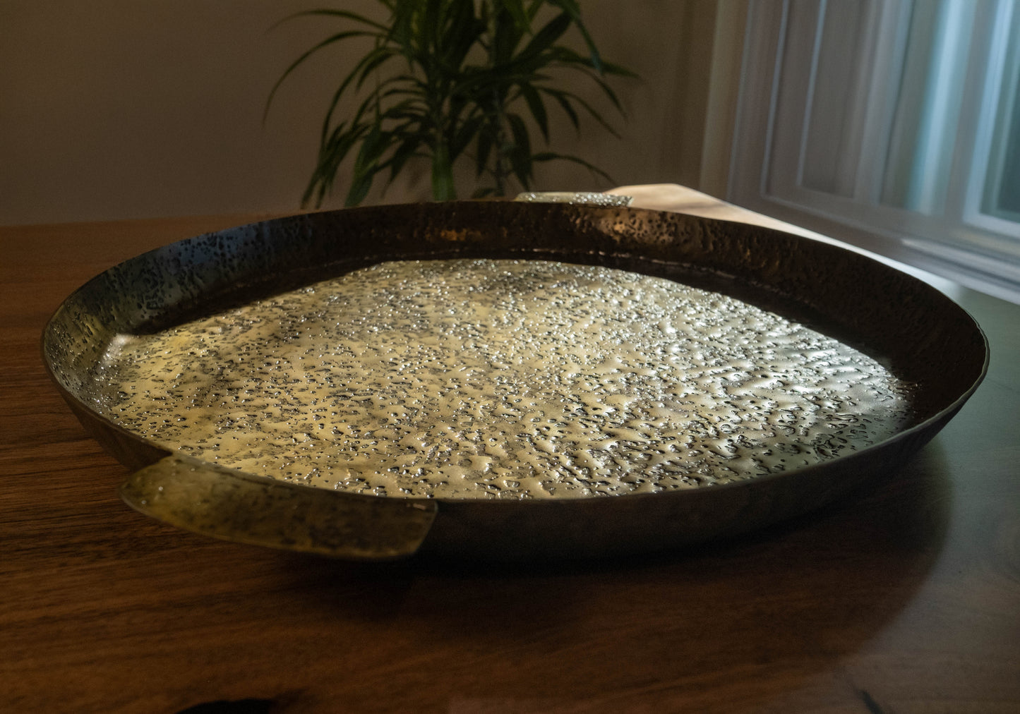 Big Sur Handcrafted Antique Brass Textured Tray
