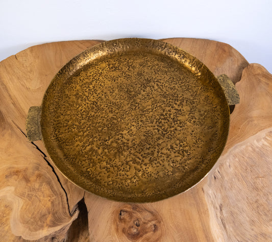 Big Sur Handcrafted Antique Brass Textured Tray