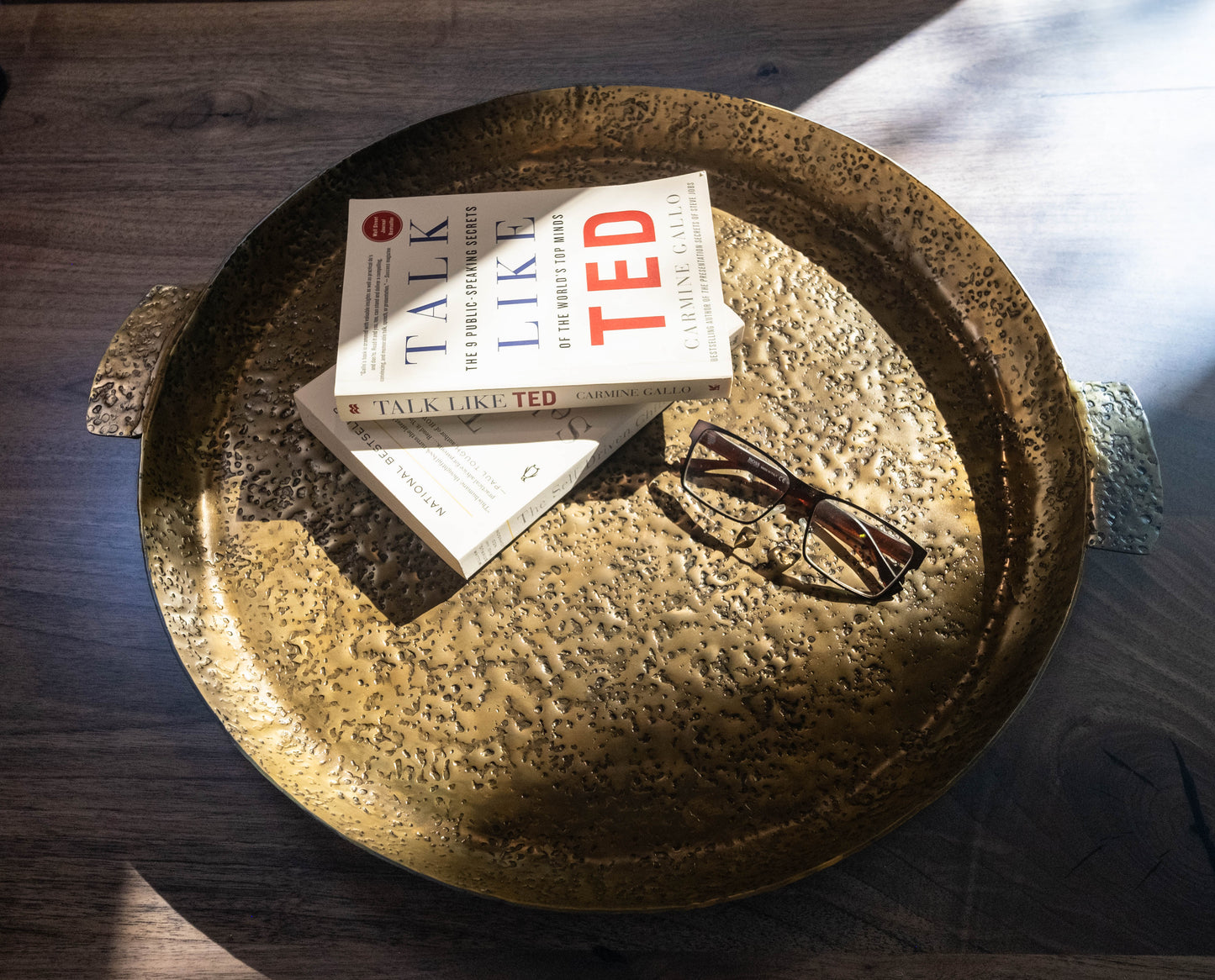 Big Sur Handcrafted Antique Brass Textured Tray
