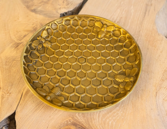 Sonoma Handcrafted Gold Honeycomb Decorative Plate
