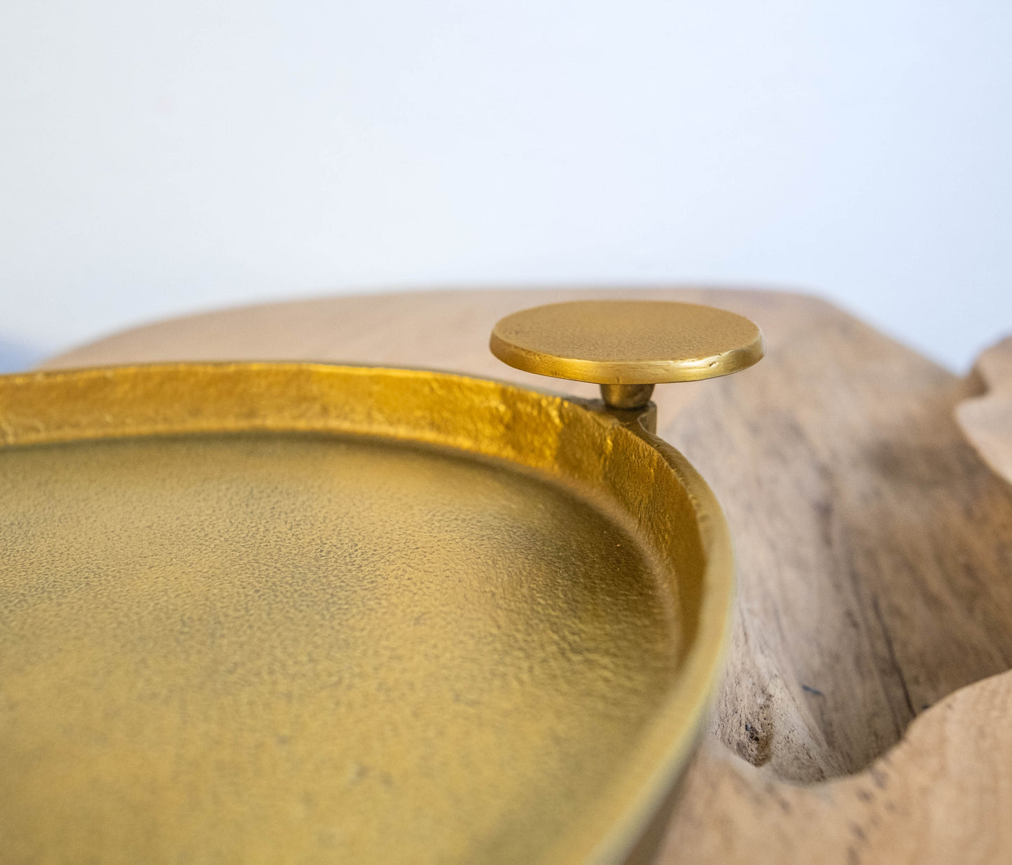 Sonoma Handcrafted Gold Oval Tray with Circular Handles