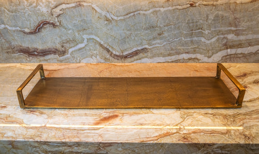 Half Moon Bay Handcrafted Rectangular Large Brass Serving Tray