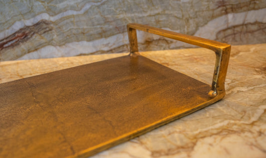 Half Moon Bay Handcrafted Rectangular Brass Medium Serving Tray