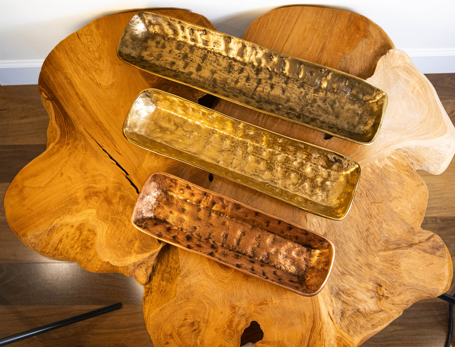 Half Moon Bay Handcrafted Textured Long Trays ( Set of 3)