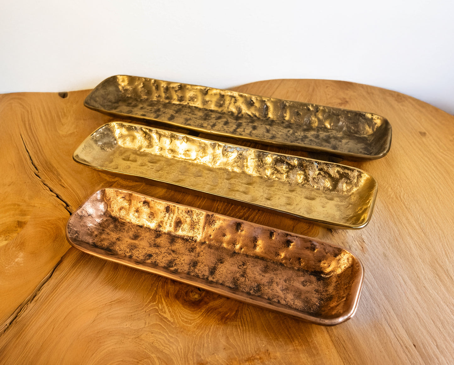 Half Moon Bay Handcrafted Textured Long Trays ( Set of 3)