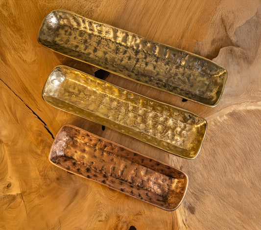Half Moon Bay Handcrafted Textured Long Trays ( Set of 3)