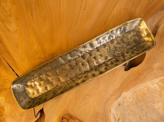 Half Moon Bay Handcrafted Gold Textured Rectangular Tray