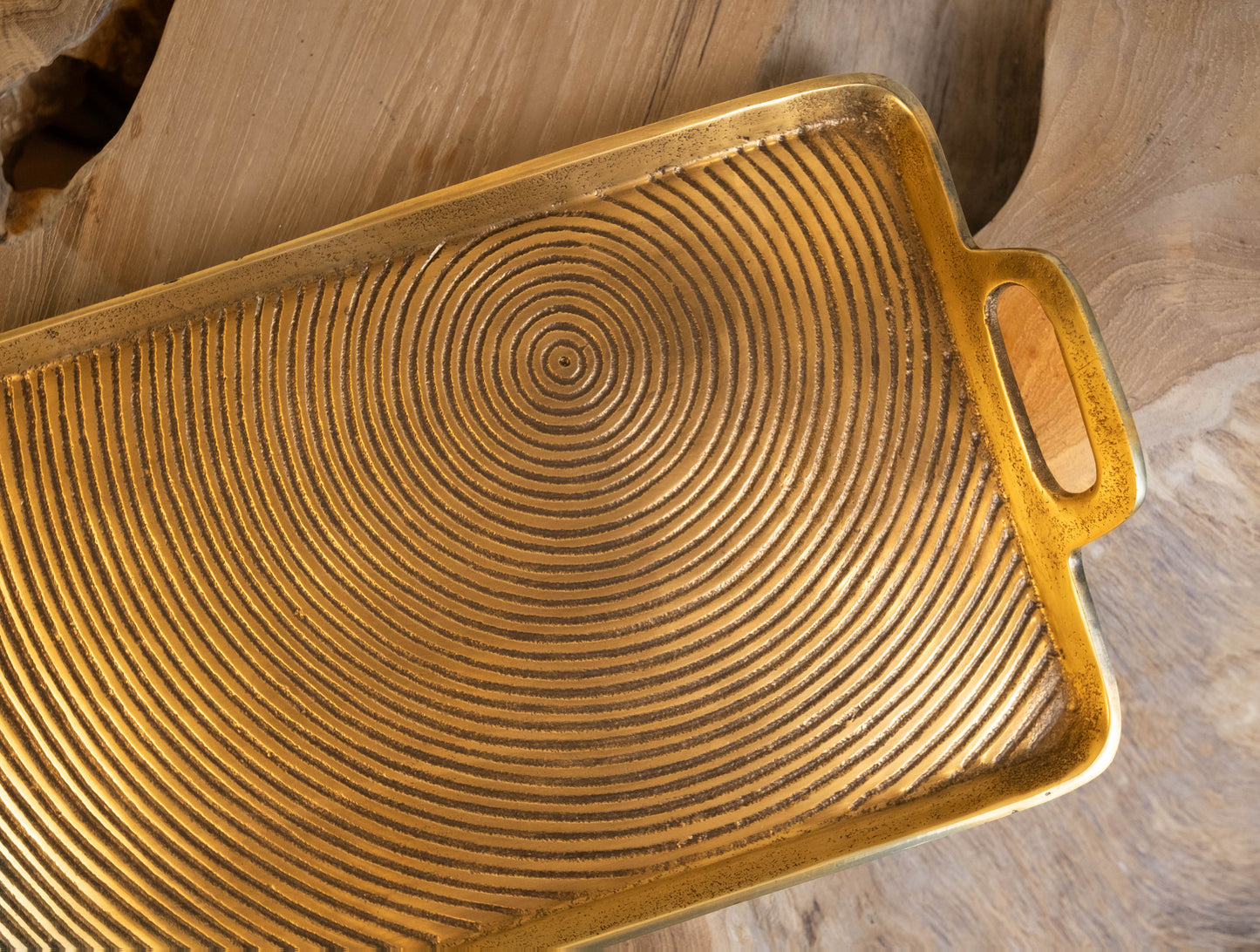 Half Moon Bay Handcrafted Gold Rectangular Serving Tray
