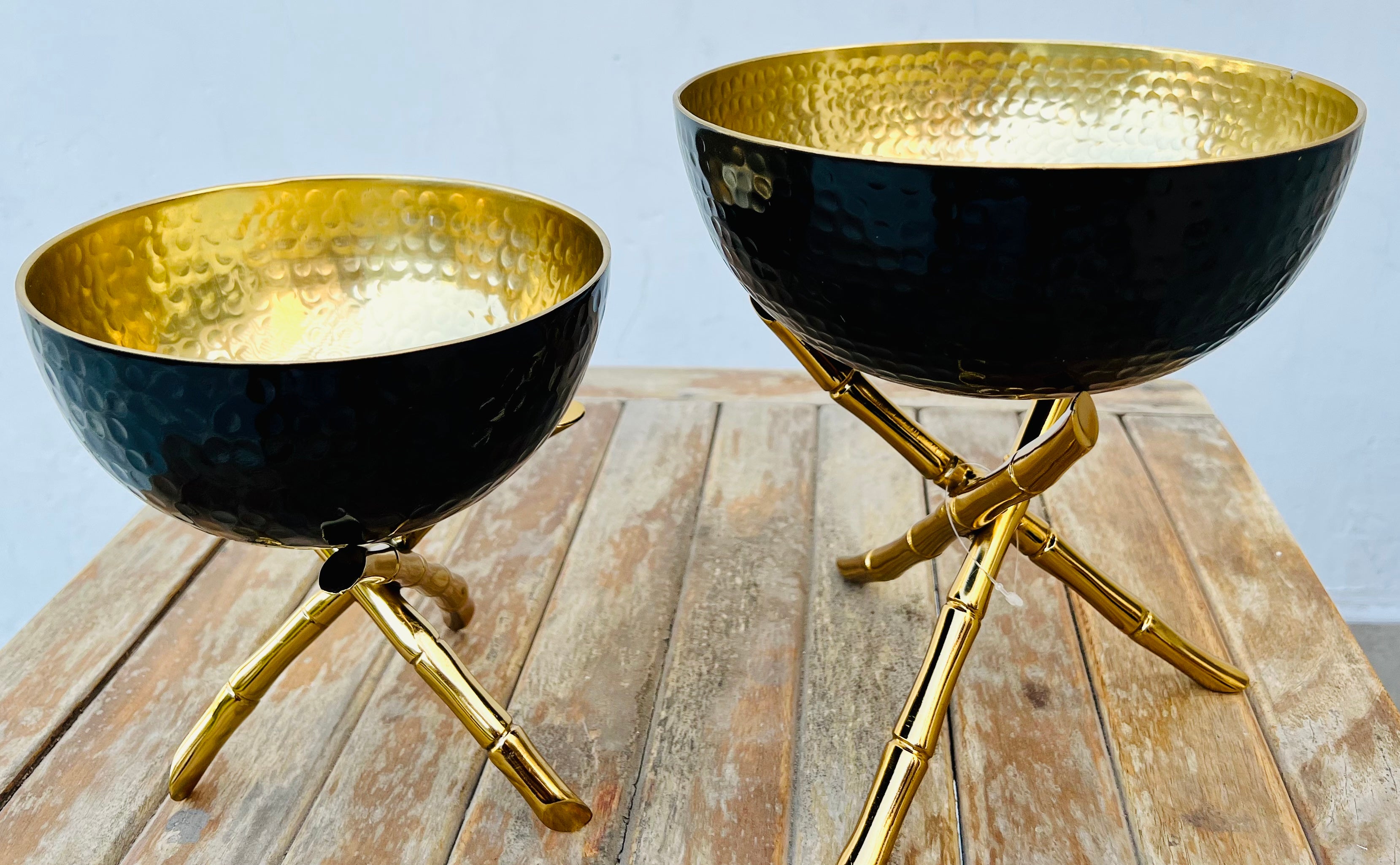 Black Bowls with Gold twigs set of 2