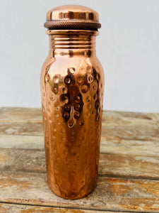 Hand hammered copper water bottle