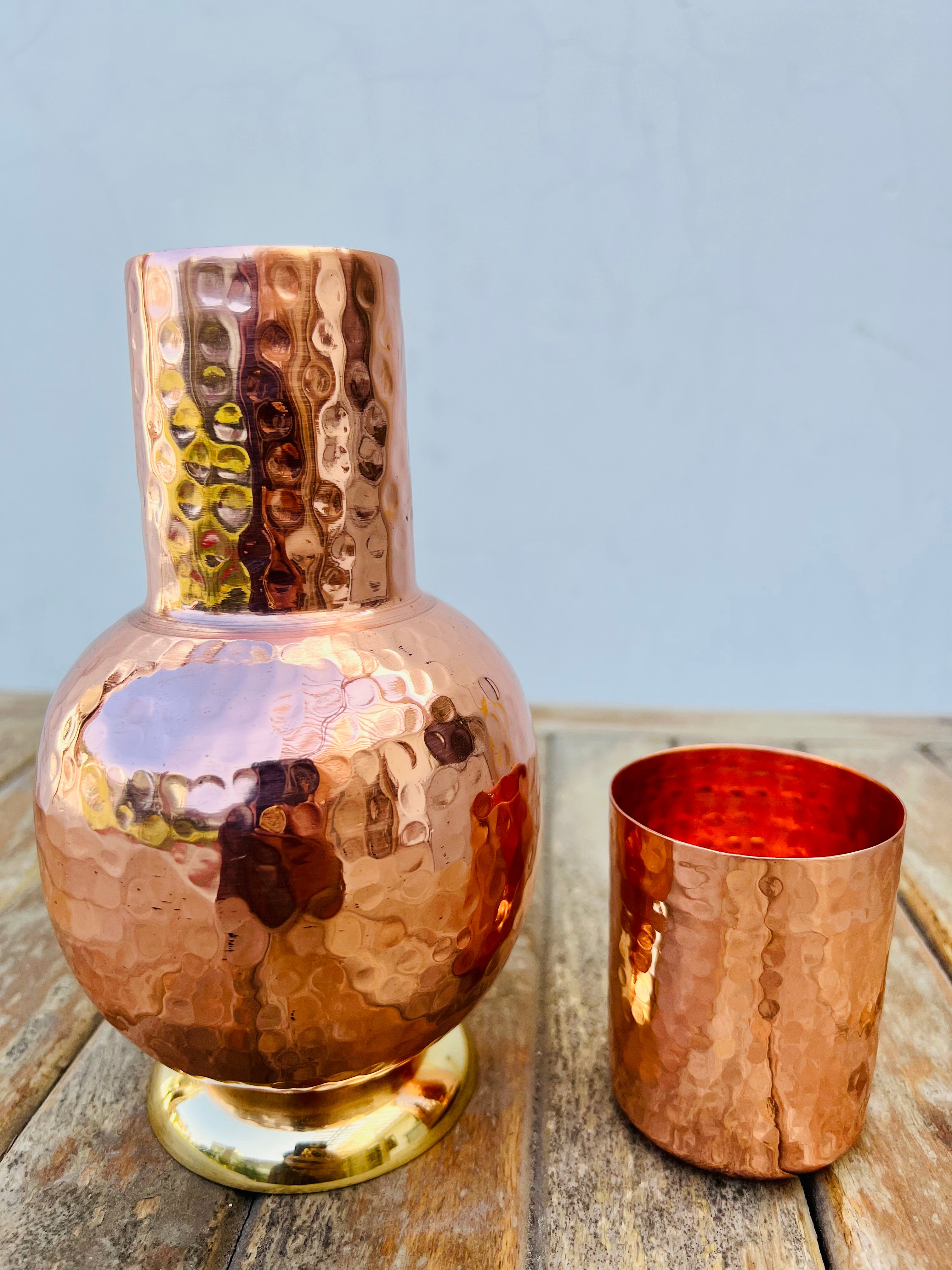 Copper Water bottle with a drinking cup
