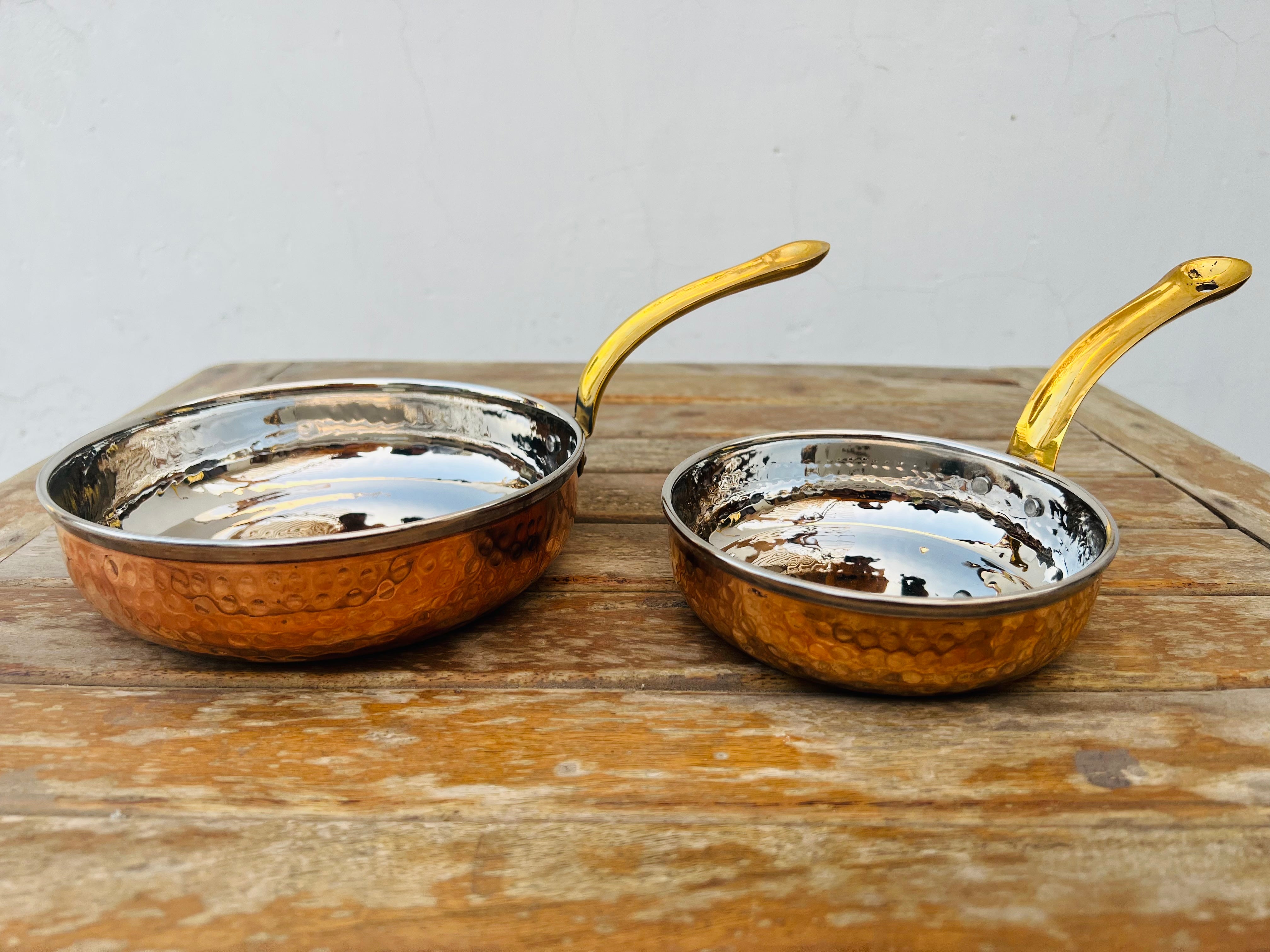 Copper and stainless serving pans - set of 2