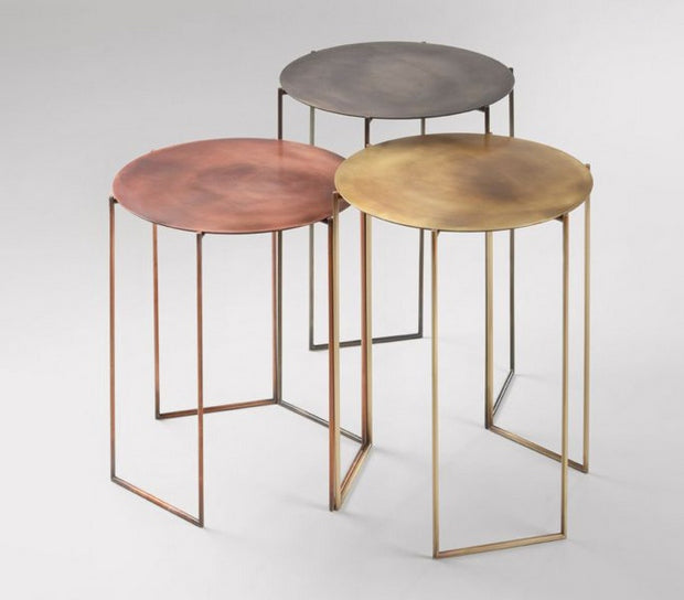 Hand cut copper stainless steel table (set of 3)