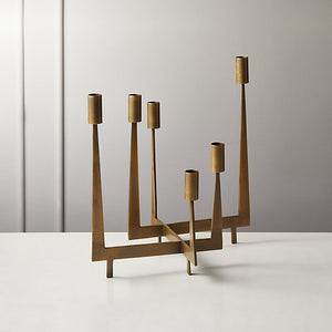 Antique brass taper candle holder