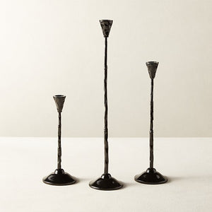 Black taper candle holder set of 3