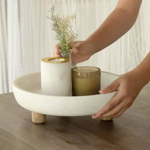 Selene marble bowl with wooden legs
