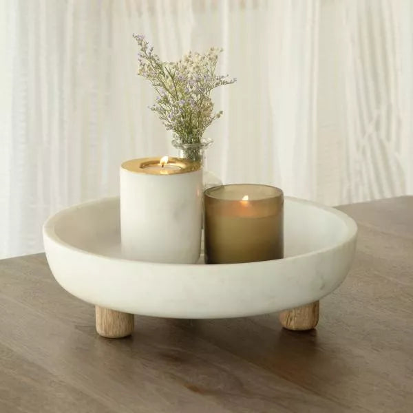 Selene marble bowl with wooden legs
